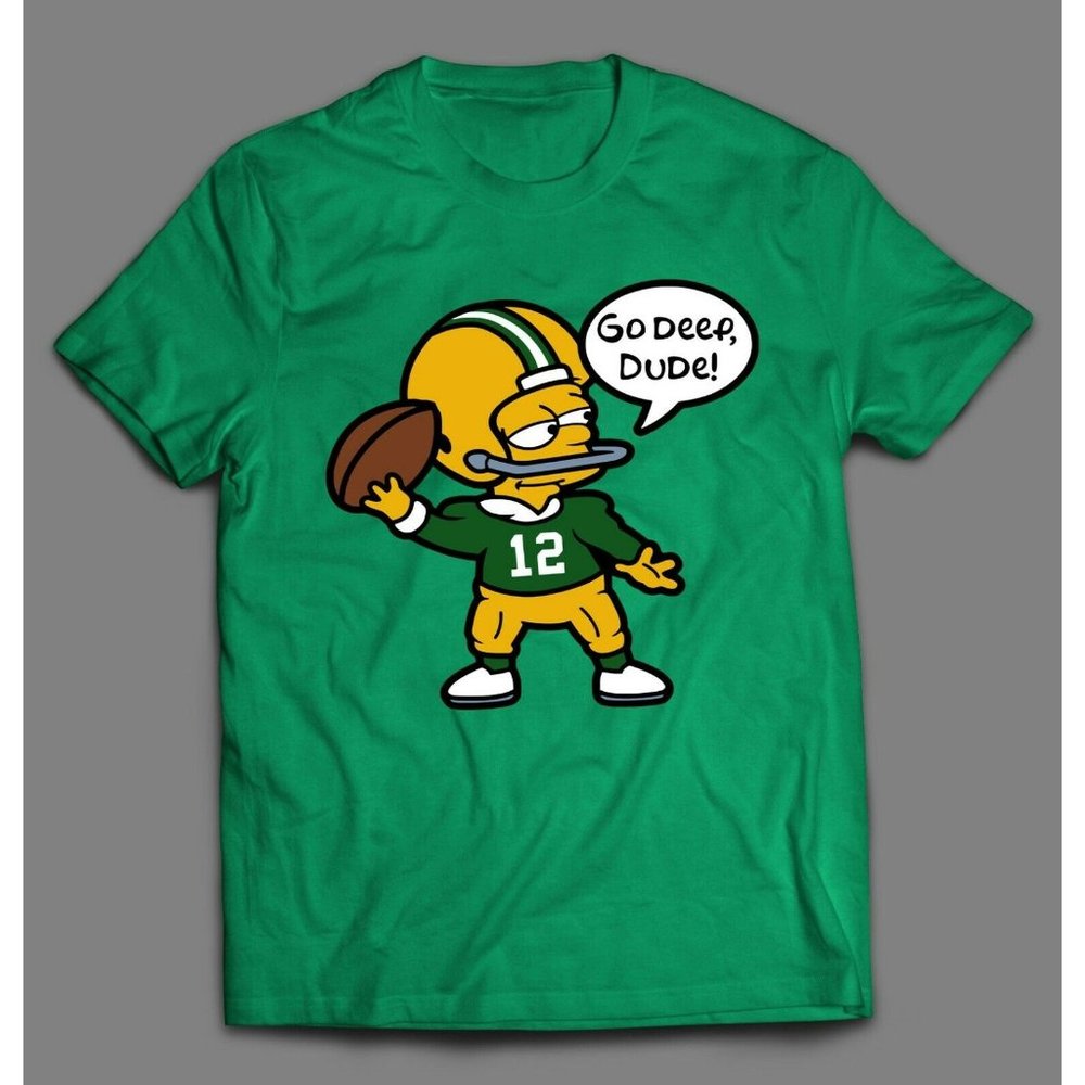 GO DEEP DUDE CARTOON AARON RODGERS BART SHIRT